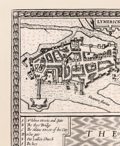 Alte monochrome Karte von Münster, Irland im Jahre 1611 von John Speed ​​- County Cork, Clare, Kerry, Limerick, Tipperary, Waterford, Dingle