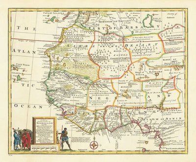Alte Karte von Negholand, 1747 von Bowen - Handkolonialer Westafrika - Handkoloniale Westafrika - Sklavin, Elfenbeinküste, Goldküste