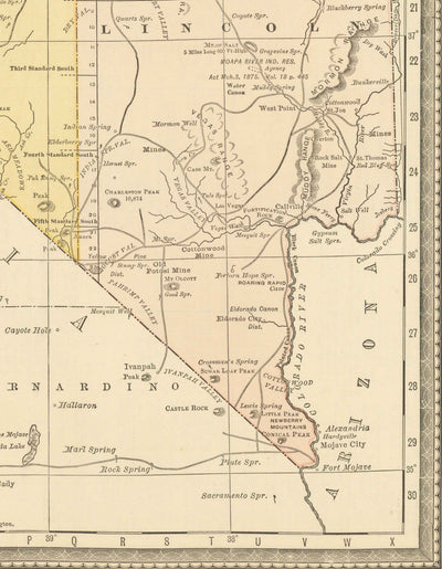Alte Karte von Nevada, USA, 1882 von Rand & McNally - Las Vegas, Reno, Bezirke, Carson City