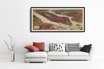 Rare ancienne carte de New York, 1908 - Manhattan, Brooklyn, Jersey, Ponts de New York, Piers, Statue de la Liberté