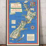 Viejo mapa de Nueva Zelanda, 1943 por Max Gill - Mapa de la Segunda Guerra Mundial del Imperio Británico colonial 2
