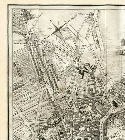 Antiguo mapa de Newcastle upon Tyne y Gateshead por Thomas Oliver, 1830