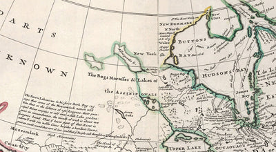 Mapa antiguo de América del Norte, 1719 por Herman Moll - EE. UU., Canadá, México, Caribe, Latín, Atlántico, Pacífico - El 'mapa de bacalao'