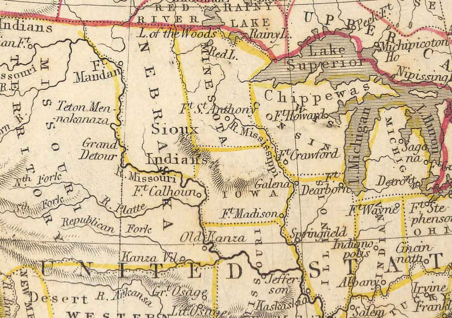 Mappa antica del Nord America, 1851 di Tallis & Rapkin - USA, Canada, Messico, Eschimesi, Castori, Nativi illustrati 