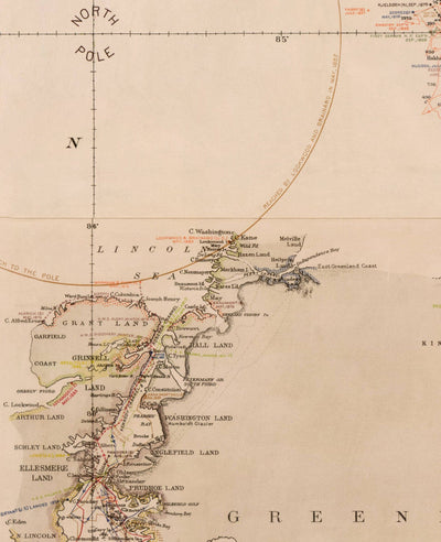 Old North Pole Exploration Carte, 1896 par US Navy - Atlas Explorer Carte du cercle arctique