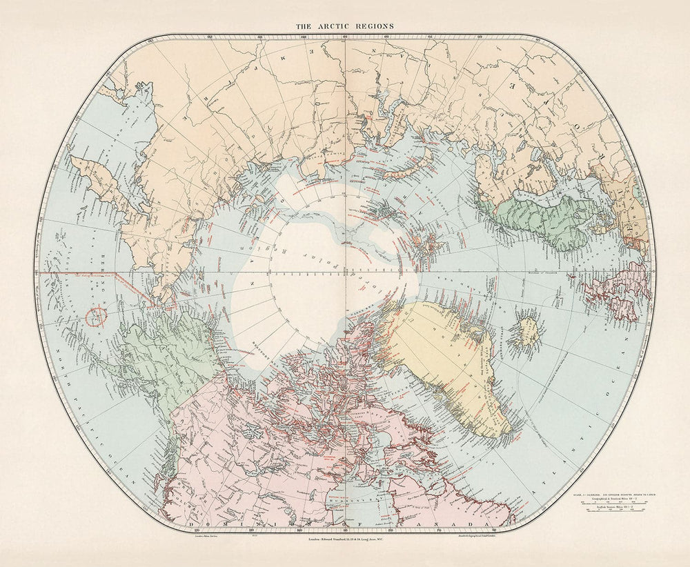 Pole Map Old North Pole Map, 1904 by Edward Stanford - Arctic Explorers, Svalba ...