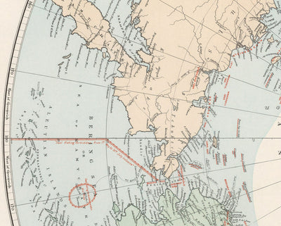 Mapa del Polo Norte Old, 1904 por Edward Stanford - Vintage Atlas Explorer Mapa del Círculo Ártico