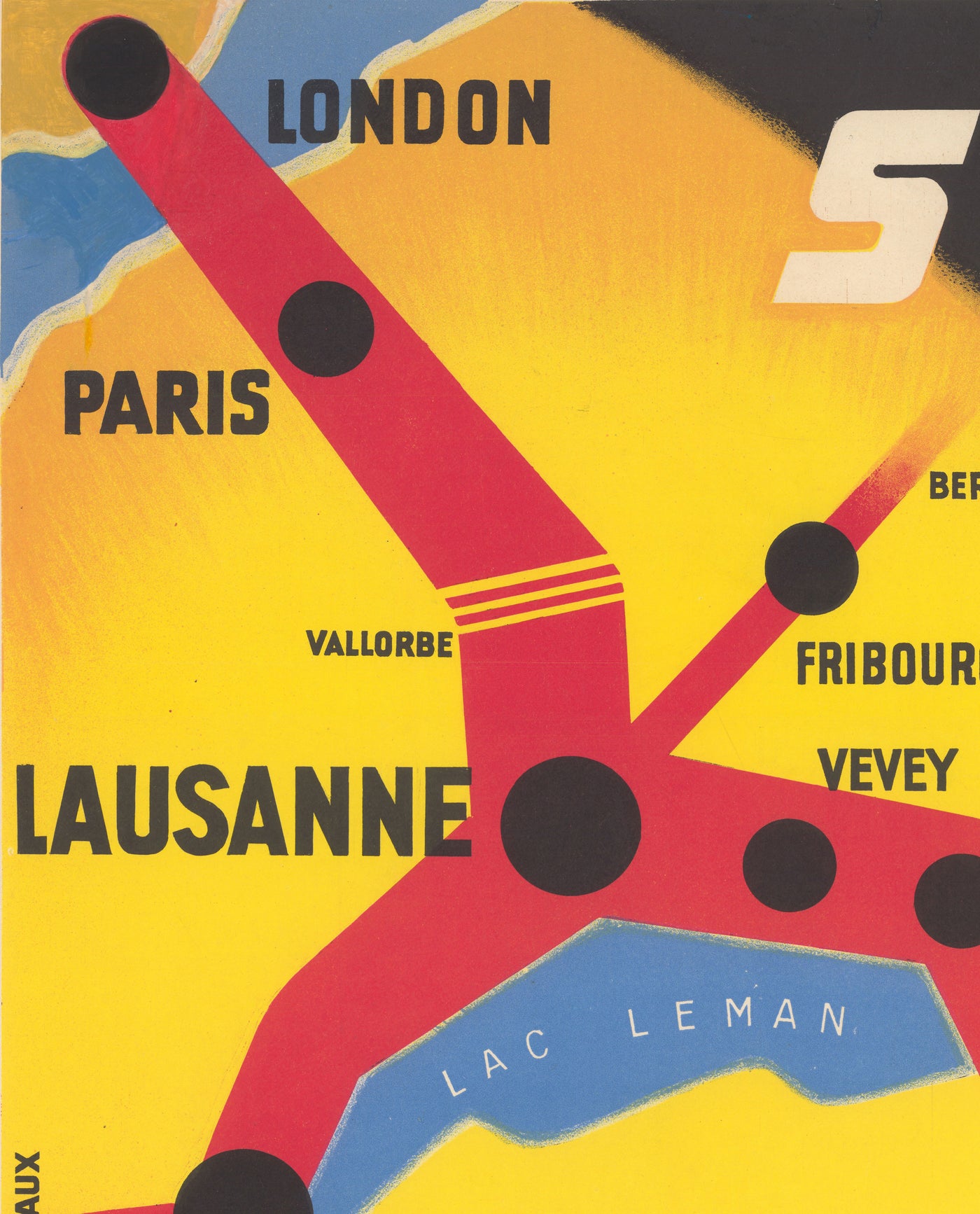 Old Poster Map of the Orient Express Railway, 1947 by Walther Spinner ...