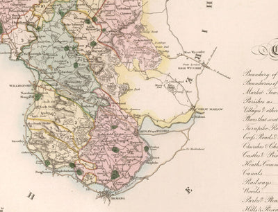 Viejo Mapa de Oxfordshire, 1829 por Greenwood - Oxford, Banbury, Abingdon, Bicester, Universidad