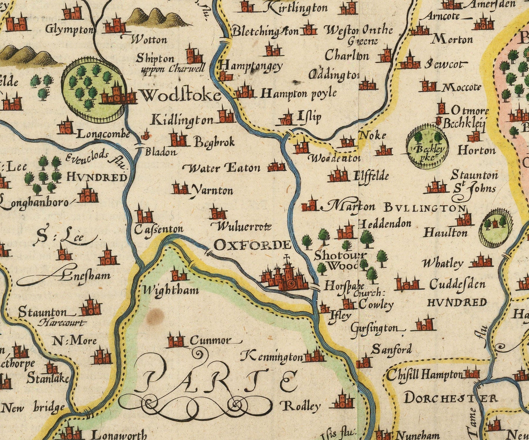 Old Map Of Oxfordshire 1611 By John Speed Oxford Banbury Abingdon old-map-of-oxfordshire-1611-by-john-speed-oxford-banbury-abingdon
