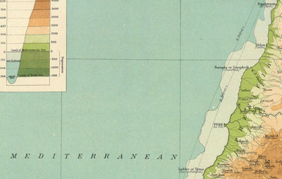 Antiguo mapa de Palestina en 1922 por Bartholomew - Jerusalén, Jaffa, Gaza, Amman, Jericó