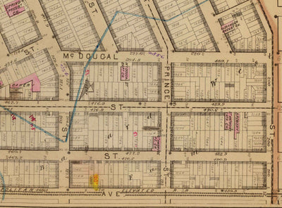 Mapa antiguo de Hudson Square y Tribeca, 1879 - Lower Manhattan Wards NYC, Houston St, Holland Tunnel, Canal St, Varick St, Hudson St