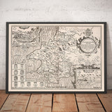 Old Monochrome Map of Pembrokeshire, Wales 1611 John Speed - Haverfordwest, St Davids, Fishguard, Southwest