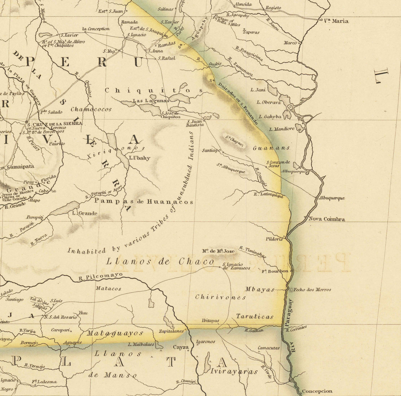 Alte Karte von Peru & Bolivien, 1842 von Arrowsmith - Oberperu, Chile, Südamerika, Anden, La Paz, Lima, Atacama