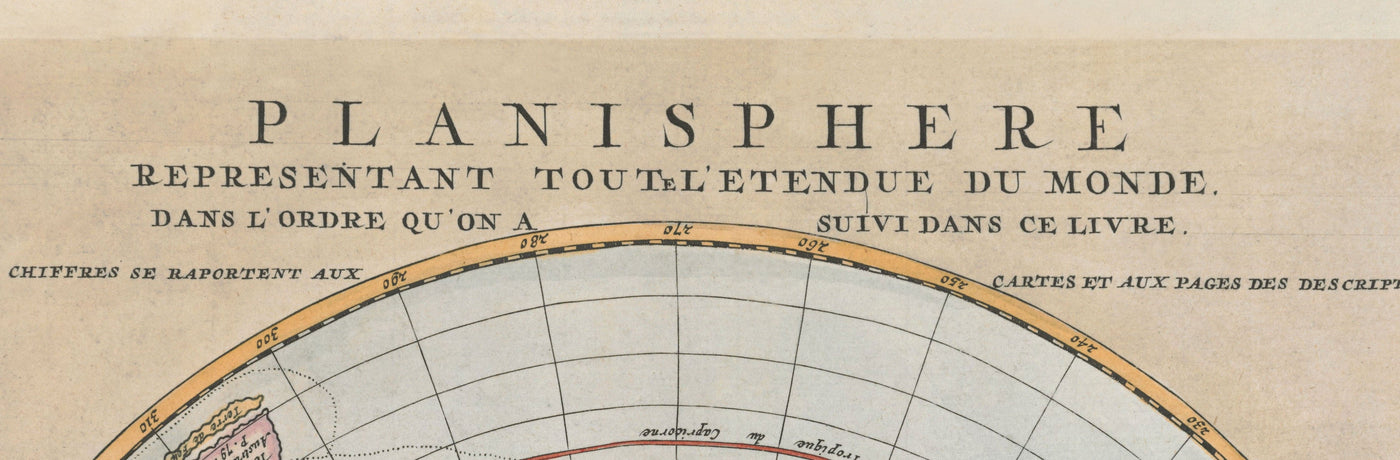 Planisphère plate ancienne Carte du monde, 1715 de Louis Renard - Projection Cassini - Atlas haussa les épaules