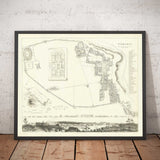 Ancienne carte de Pompéi en 1832 par SDUK - Mont Vésuve, Maison de Pansa, Forum, Teatro Grande, Maison des Vettii, Maison du Faune