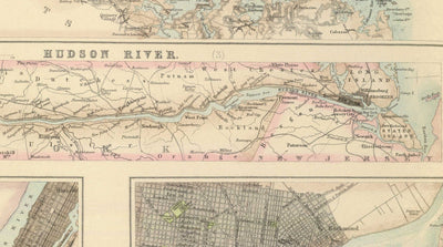 Alte Karte der Häfen des Nordens der USA, 1872 von Fullarton - Hudson River, Boston, Philadelphia, New York, Portland