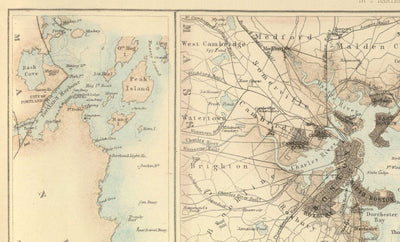Ancienne carte des ports du nord des États-Unis, 1872 par Fullarton - Hudson River, Boston, Philadelphie, New York, Portland
