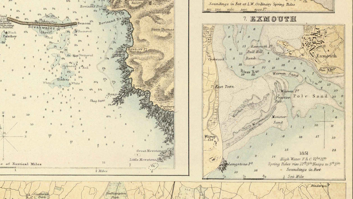 Alte Karte der Häfen im Südosten von England, 1872 von Fullarton - Margate, Dover, Falmouth, Folkestone, Portsmouth