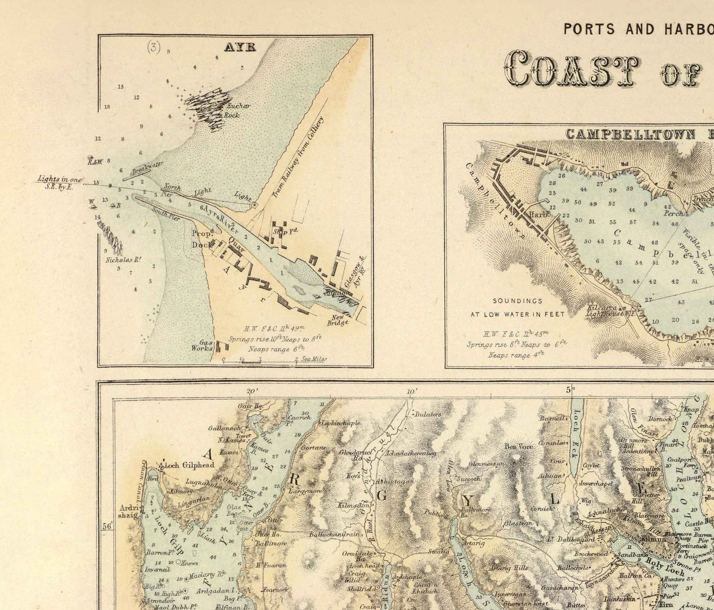 Portpatrick Map Old Map of the Ports & Harbours of the West Coast of Scotland, 1872 by ...