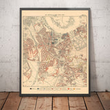 Mappa della povertà di Londra 1898-9, Distretto Sud Orientale, di Charles Booth - New Cross, Blackheath, Nunhead, Deptford - SE8, SE10, SE14 