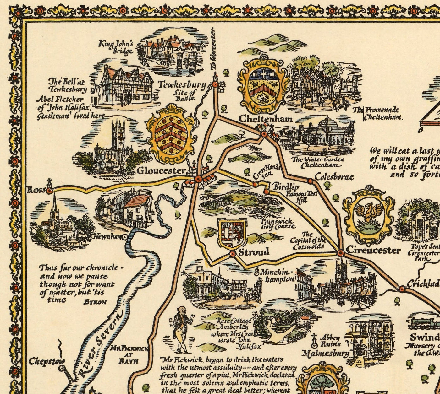 Pratts Plan der Badstraße, 1930 von A.E. Taylor - London, Berkshire, Wiltshire, Gloucestershire, Somerset - Alte Vintage Car Map - Esso, Standardöl
