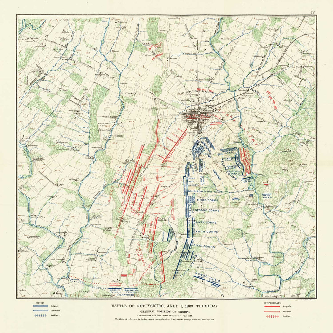 Framed Battlefield of on sale Gettysburg Military Civil War Map