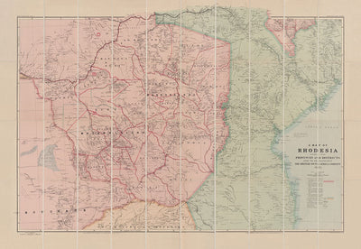 Alte Karte von kolonialer Rhodesia, 1897 von Edward Stanford - Simbabwe, Mosambik, Südafrika, Harare