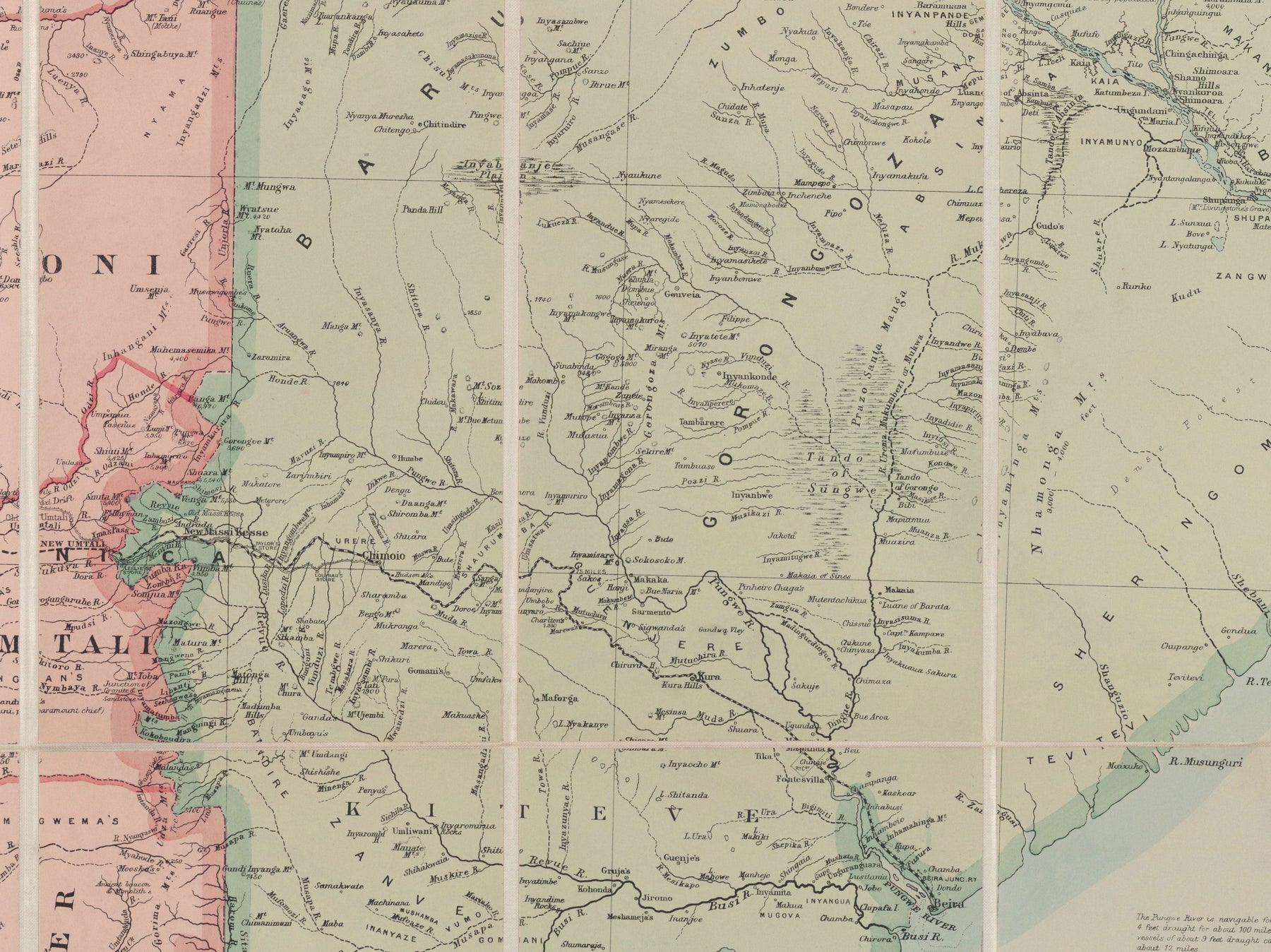 Old Map of Colonial Rhodesia, 1897 by Edward Stanford - Zimbabwe, Moza ...