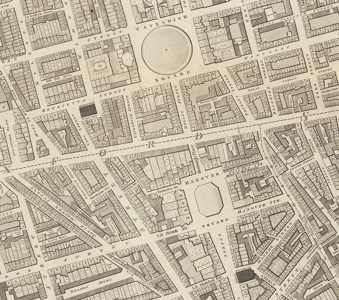 Mapa completo de Londres por Richard Horwood, 1799 - Todas las casas y edificios de Londres