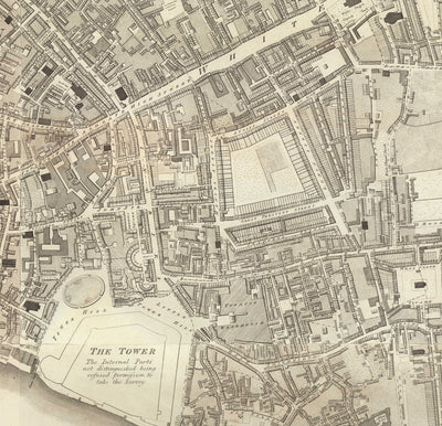 Carte complète de Londres par Richard Horwood, 1799 - Chaque maison et chaque bâtiment de Londres