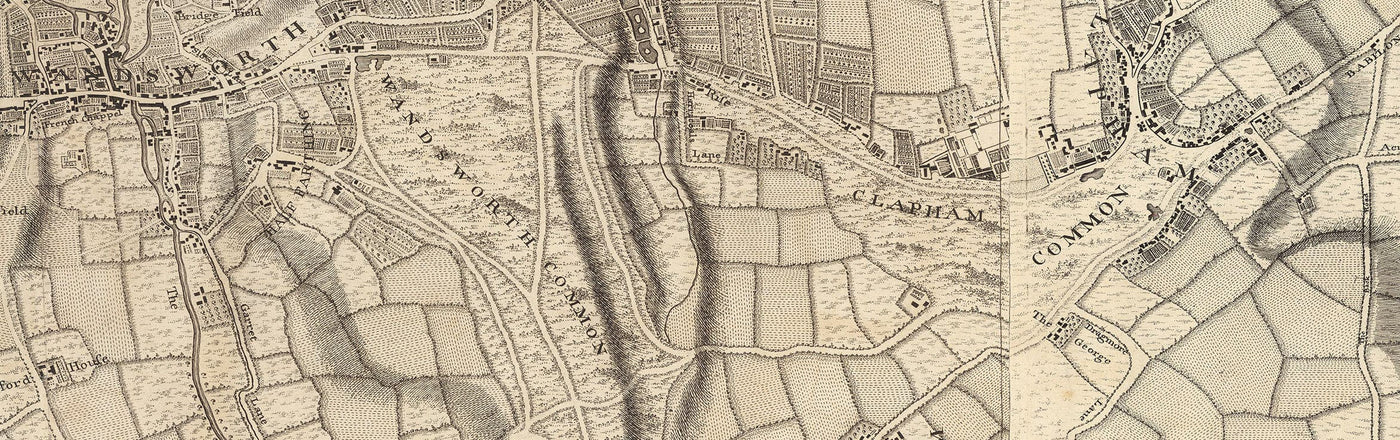 Old Map of London and 10 miles around by John Rocque in 1746 - featuri ...