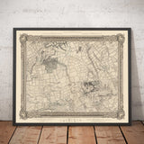 Old Map of West and Central London in 1746 by John Rocque - Hamersmith, Kensington, Hyde Park, Knightsbridge, Shepherd's Bush, SW3,SW5, SW7, W2, W6, W10, W12, W14, NW8