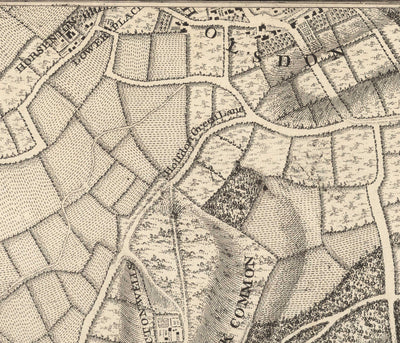 Antiguo mapa del oeste y centro de Londres en 1746 por John Rocque - Hamersmith, Kensington, Hyde Park, Knightsbridge, Shepherd's Bush, SW3,SW5, SW7, W2, W6, W10, W12, W14, NW8