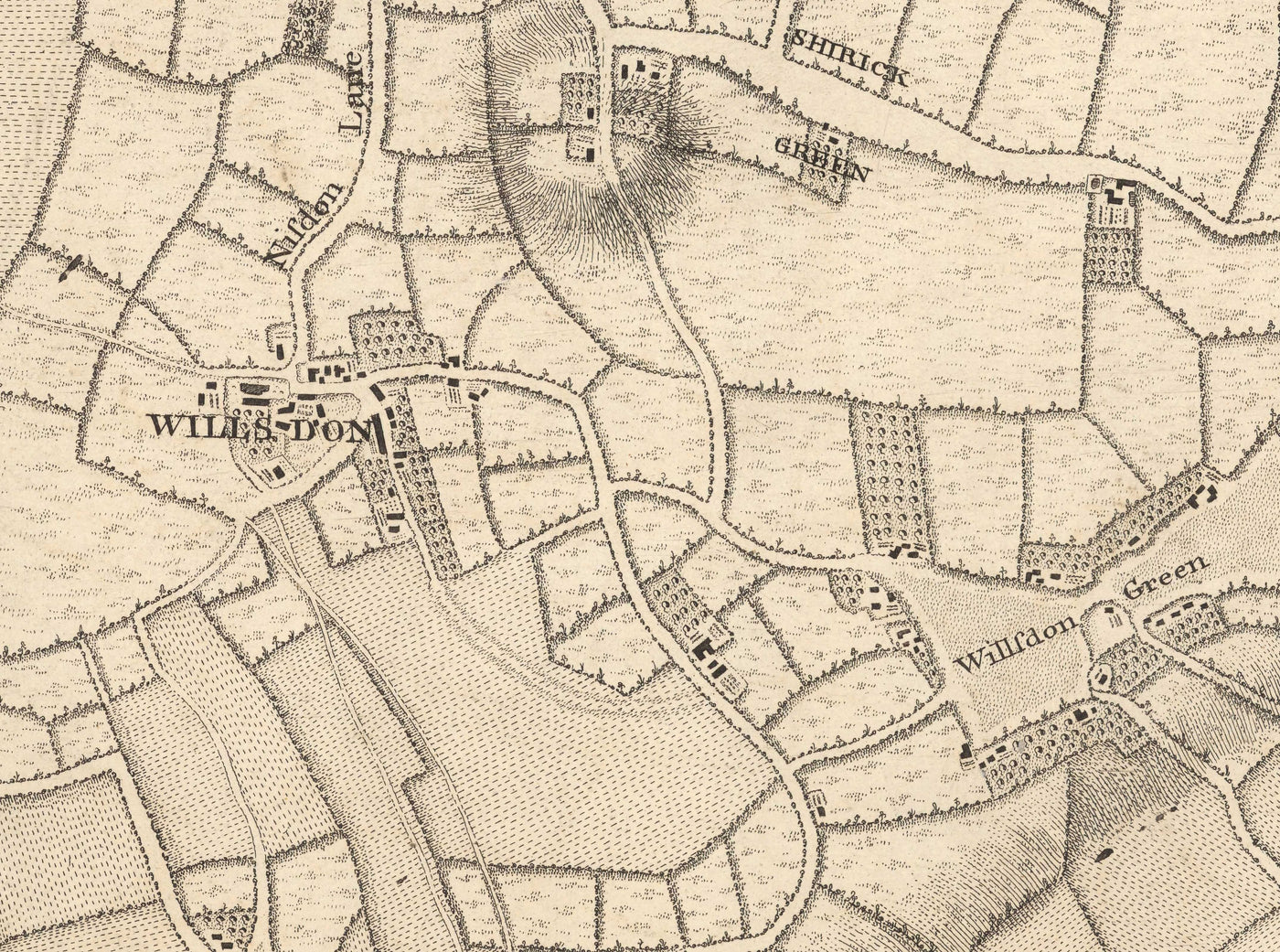 Antiguo mapa del oeste y noroeste de Londres en 1746 por John Rocque - Hampstead, Kingsbury, Neasden, Willesden, West End, NW2, NW3, NW5, NW6, NW8, NW10, W9, W10