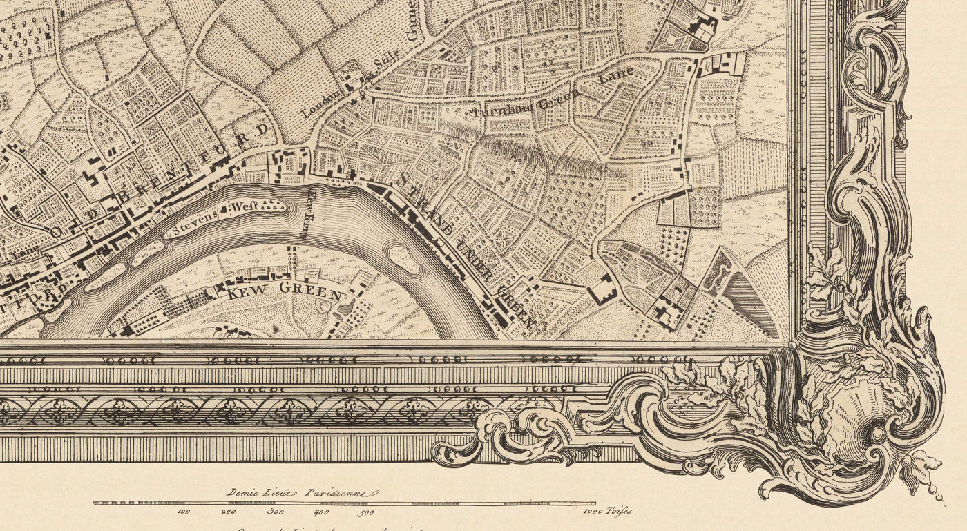 Old Map of West London in 1746 by John Rocque - Brentford, Ealing, Act ...