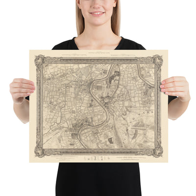 Alte Karte von West London im Jahr 1746 von John Rocque - Brentford, Ealing, Acton, Hanwell, Chiswick, W3, W4, W5, W7, W13