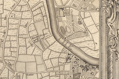 Antiguo mapa del suroeste de Londres en 1746 por John Rocque - Twickenham, Isleworth, Richmond Park, Hounslow, Whitton, SW14, TW1, TW2, TW4
