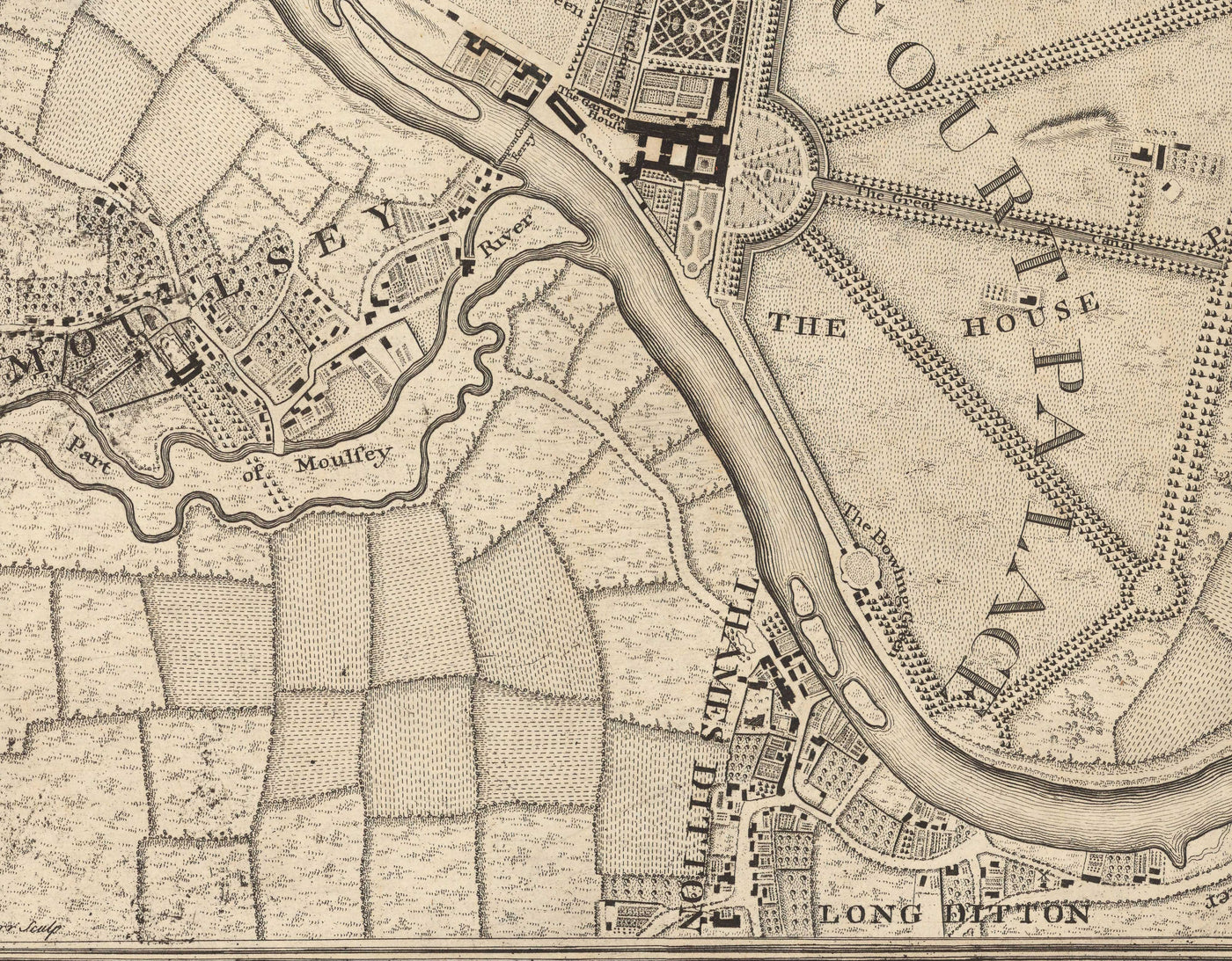Old Map of South West London in 1746 by John Rocque - Kingston, Hampto ...