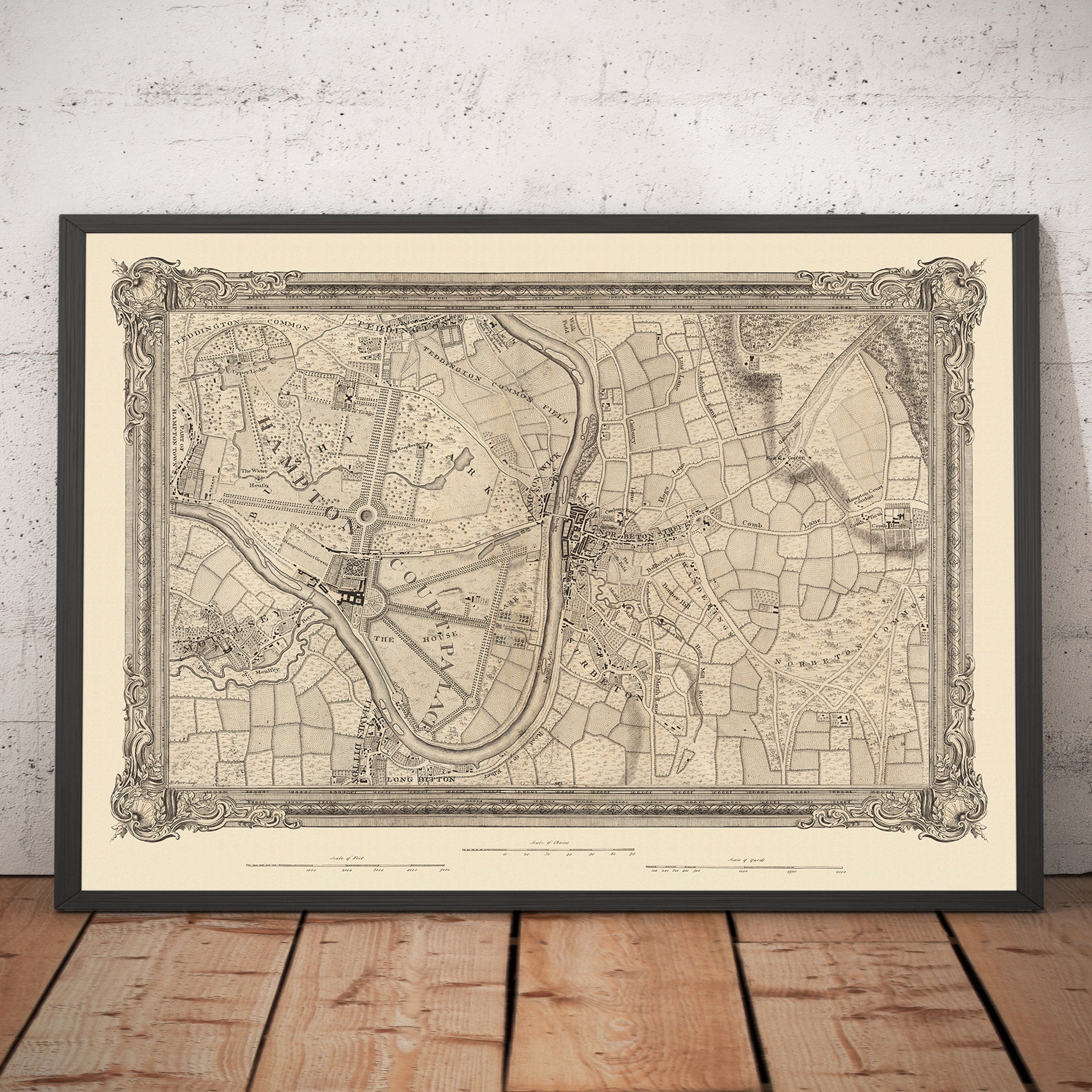 Old Map of South West London in 1746 by John Rocque - Kingston, Hampto ...