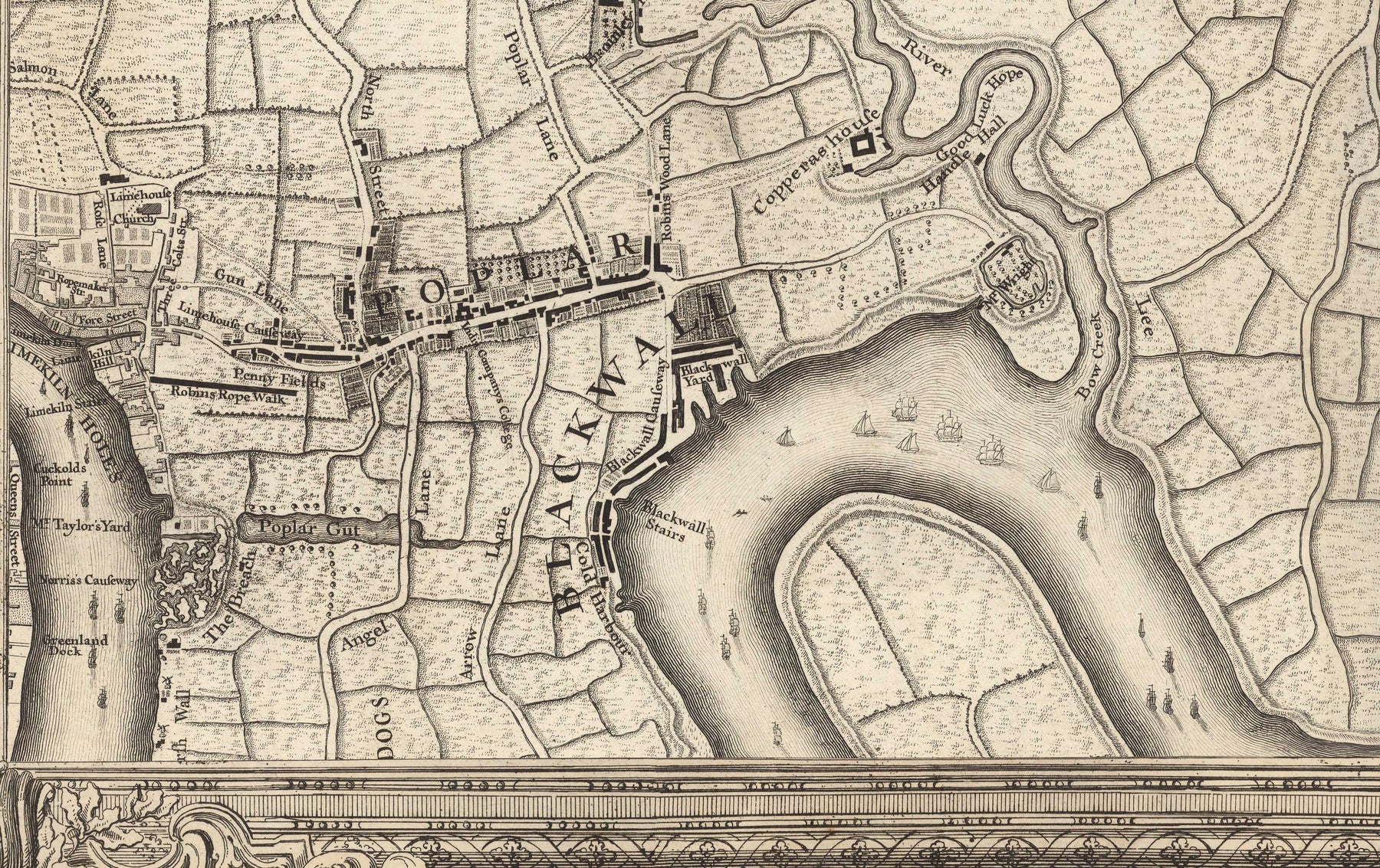 Old Map of East London in 1746 by John Rocque - Stratford, Eastham, Up ...