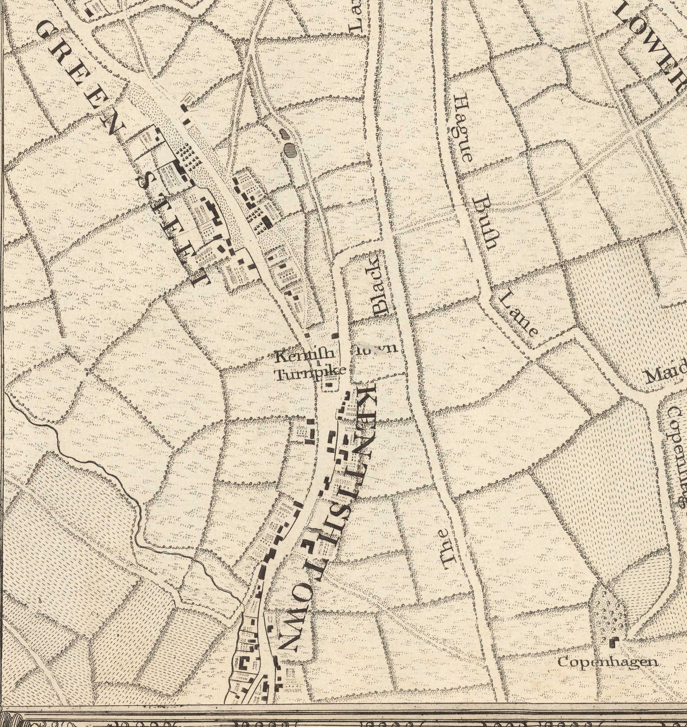 Alte Karte von Nordlondon im Jahr 1746 von John Rocque - Highgate, Clapton, Stoke Newington, Tottenham, NW5, NW1, N1, N7, N5, N16, N4, N9, N6, E5, E8, E9
