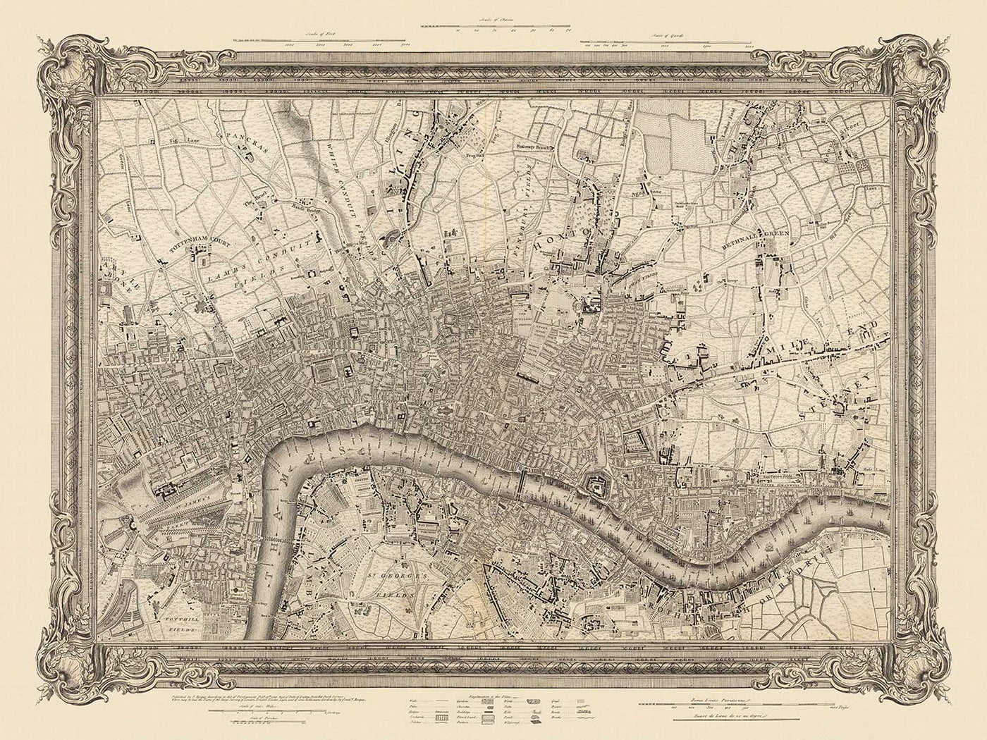 Old Map of Central London in 1746 by John Rocque - Westminster, Waterl ...