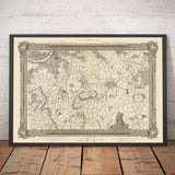 Ancienne carte du sud de Londres en 1746 par John Rocque - Peckham, Camberwell, Vauxhall, Dulwich, Lambeth, SW2, SW4, SW8, SW9, SE5, SE15, SE22, SE24