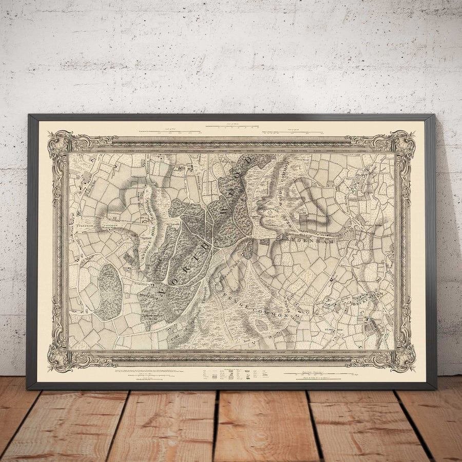 Mappa antica del sud-est di Londra nel 1746 di John Rocque - Streatham, Beckenham, Sydenham, Knights Hill, Norwood, SE19, SE21, SE23, SE26, SE27, SW2, SW16 