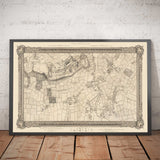 Antiguo mapa del suroeste de Londres en 1746 por John Rocque - Wimbledon, Tooting, Merton, Mitcham, Morden, SW12, SW15, SW17, SW18, SW19, SW20