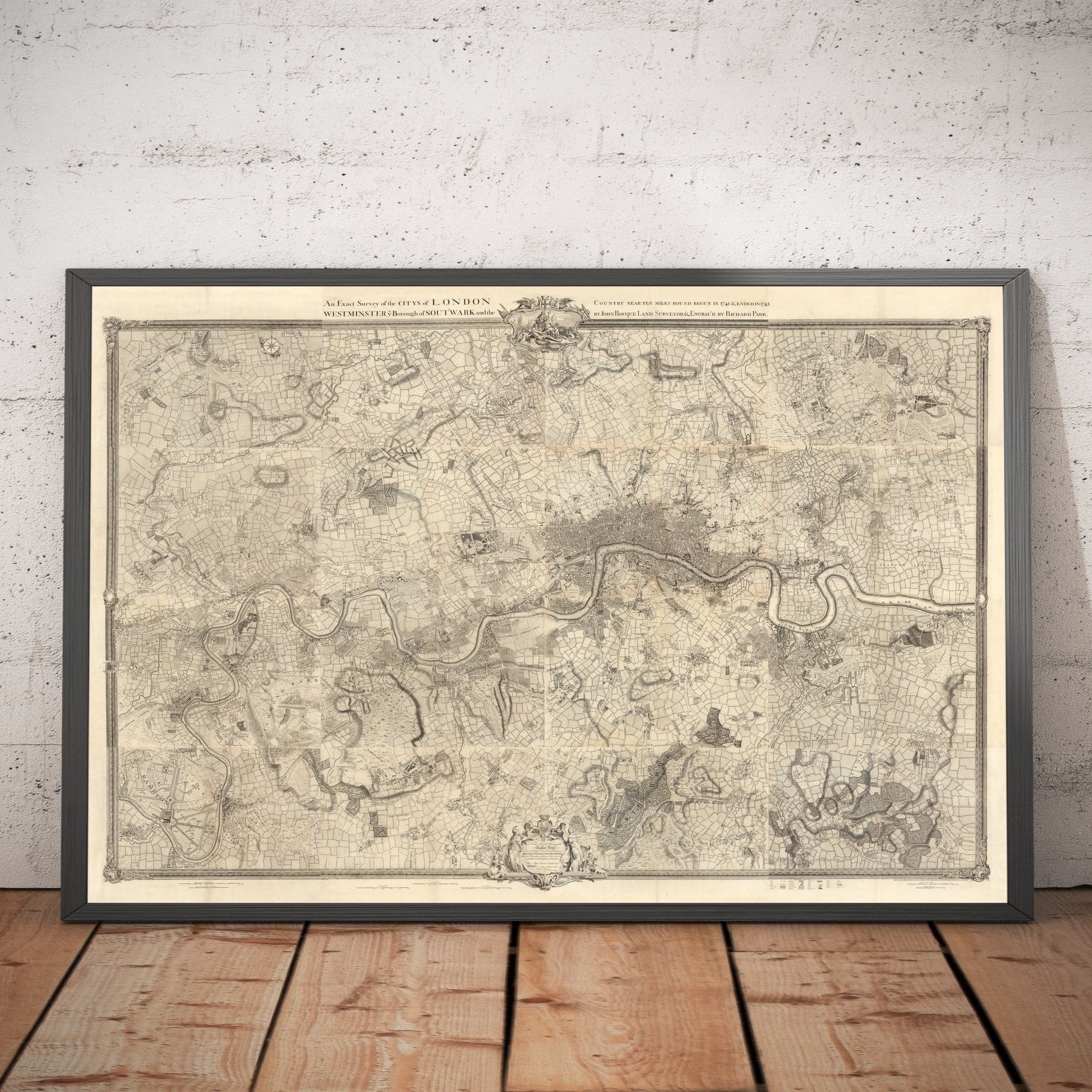Old Map of London and 10 miles around by John Rocque in 1746 - featuri ...