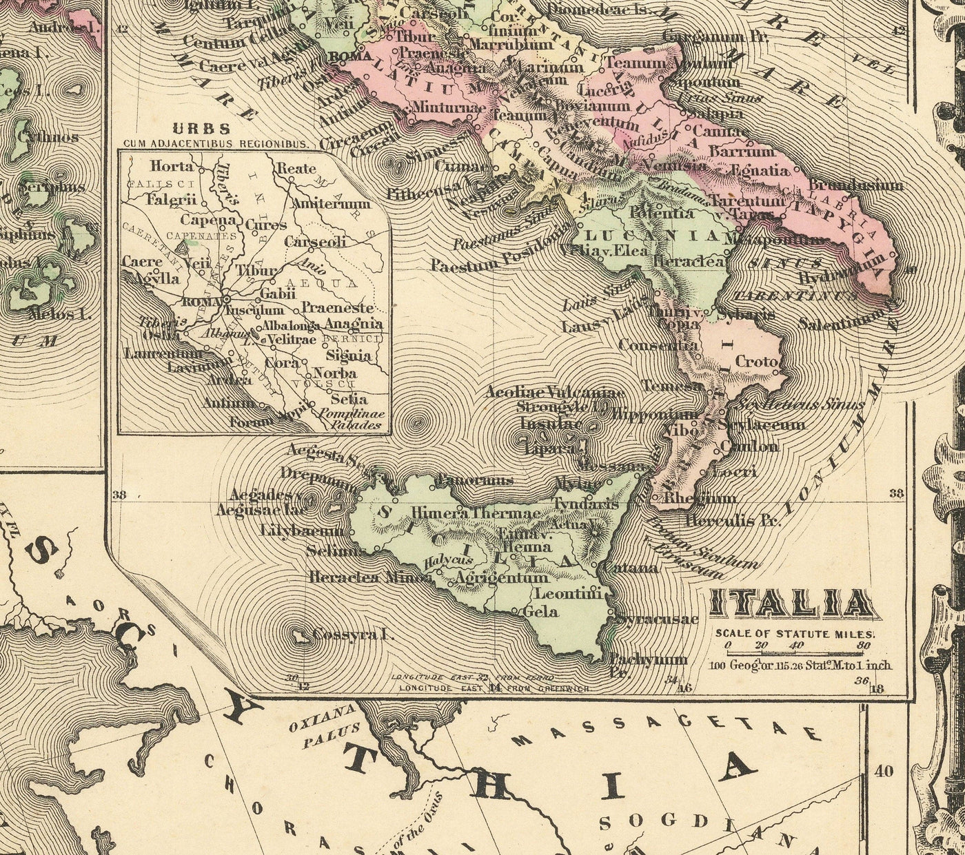 Old Roman Empire Carte de l'Europe, Afrique et Asie de Johnson et Browning - Tableau historique de l'empire byzantin