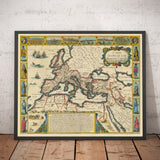 Mappa del Mondo dell'Antico Impero Romano, 1626 di John Speed - Arte da Parete Rara dell'Occidente e del Bizantino 