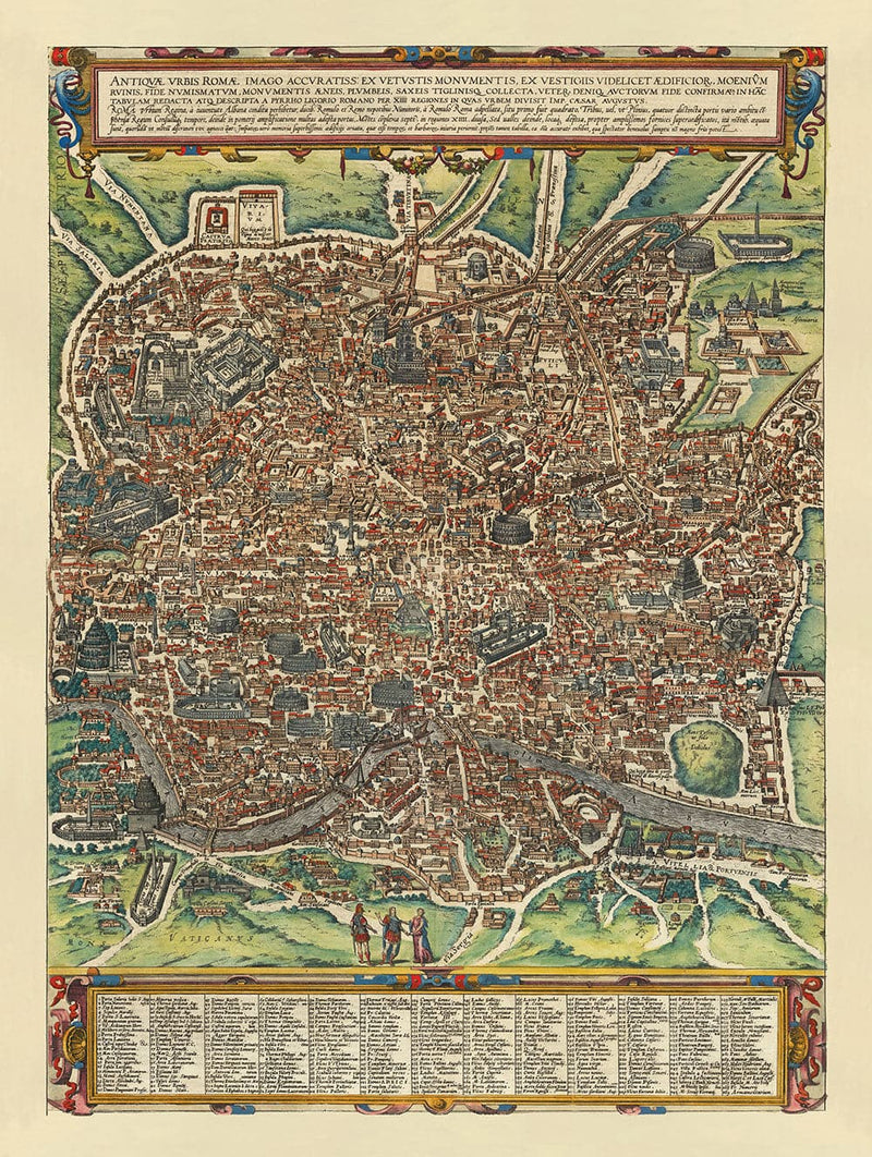 Pantheon Rome Map Simple Map Old Map of Rome, 1588 by Georg Braun - Forum, Pantheon, Circus Maximus ...